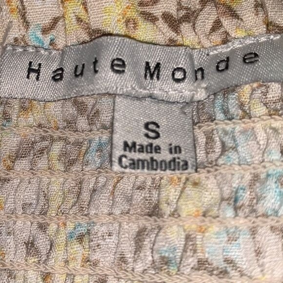 Haute Monde Floral Print Two-Piece Set With Ruched Skirt & Tie-Front Top Small - Picture 4 of 13